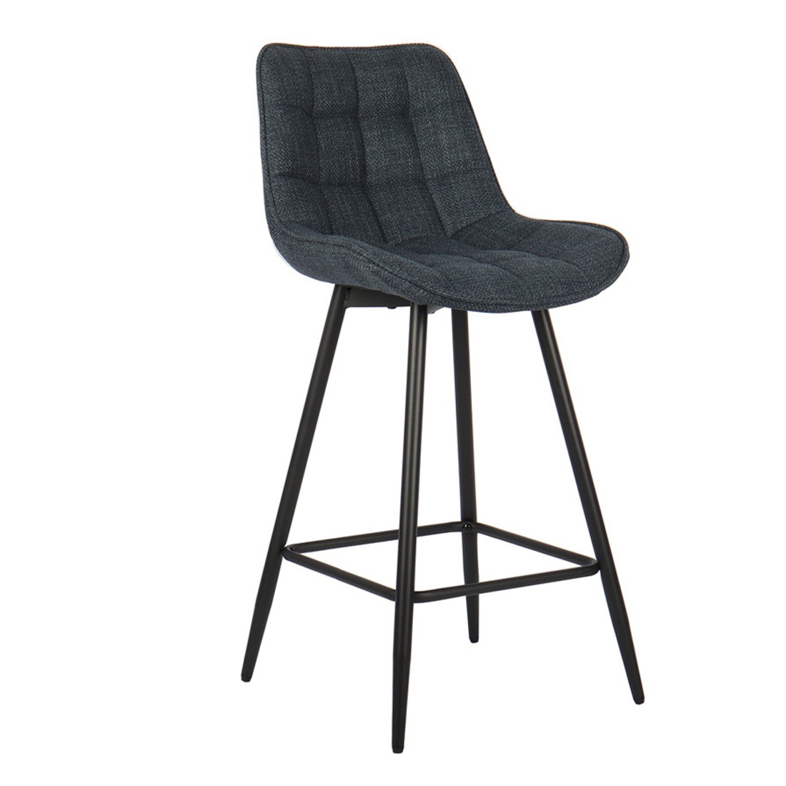 Lote de 2 taburetes de bar estilo vintage en tela color azul oscuro colección ALTO