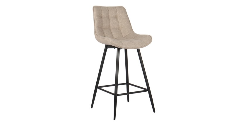 Lot de 2 tabourets de bar style vintage en tissu coloris beige collection ALTO