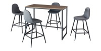 Conjunto de mesa alta MENTON – Mesa de bar + 4 sillas altas – Diseño moderno y práctico