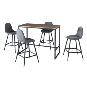 Conjunto de mesa alta MENTON – Mesa de bar + 4 sillas altas – Diseño moderno y práctico