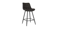 Lot de 2 tabourets de bar ALTO – Style vintage – Tissu gris foncé – Assise confortable et design