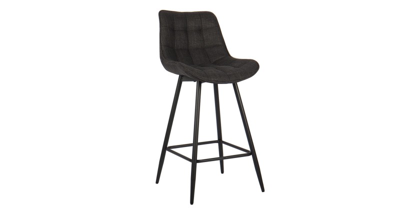 Lot de 2 tabourets de bar ALTO – Style vintage – Tissu gris foncé – Assise confortable et design