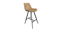 Lote de 2 taburetes de bar BALTA – Estilo vintage – PU coñac oscuro – Asiento cómodo y diseño