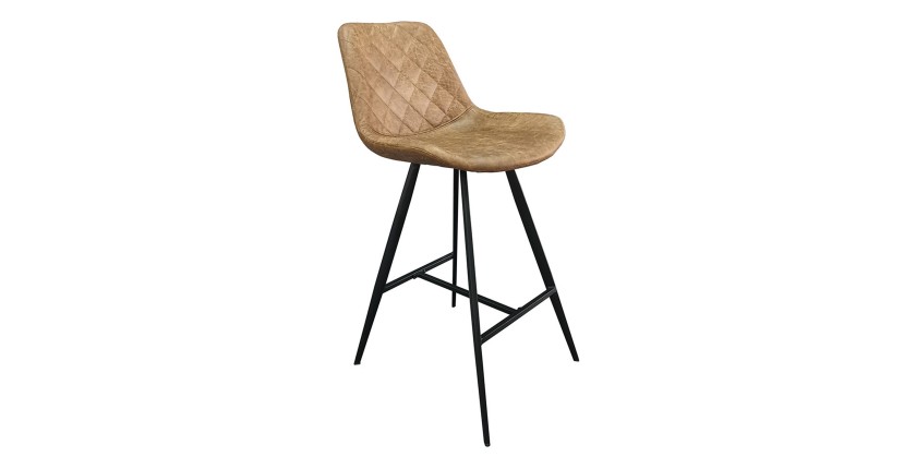Lote de 2 taburetes de bar BALTA – Estilo vintage – PU coñac oscuro – Asiento cómodo y diseño