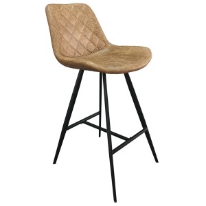 Lot de 2 tabourets de bar BALTA – Style vintage – PU cognac foncé – Assise confortable et design