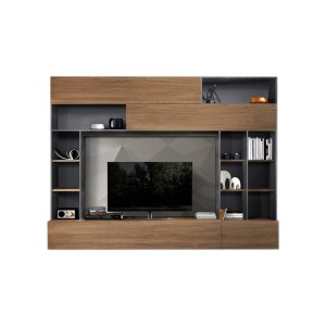 Composizione murale per soggiorno con contenitori, rovere/grigio antracite, collezione PATIO