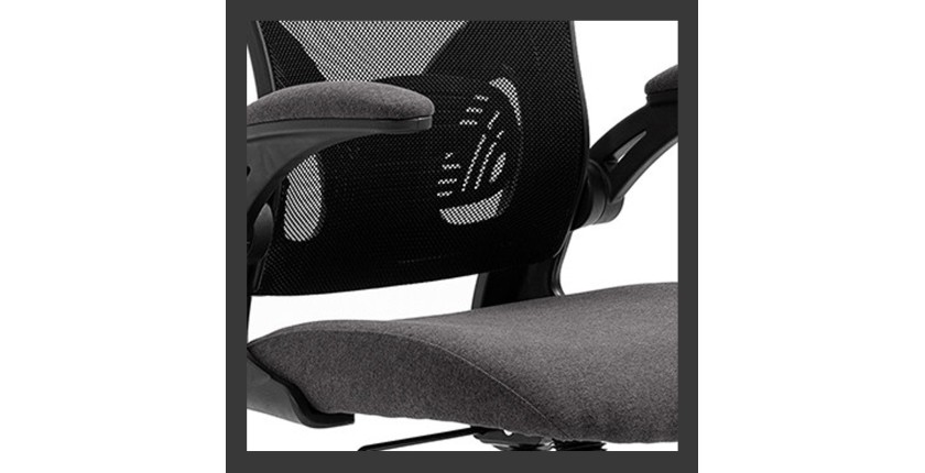 Chaise de bureau IPOLIST – Tissu filet noir et gris – Confort et modernité pour votre espace de travail