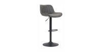 Tabouret de bar ZENA – Style vintage – PU gris – Assise confortable et design