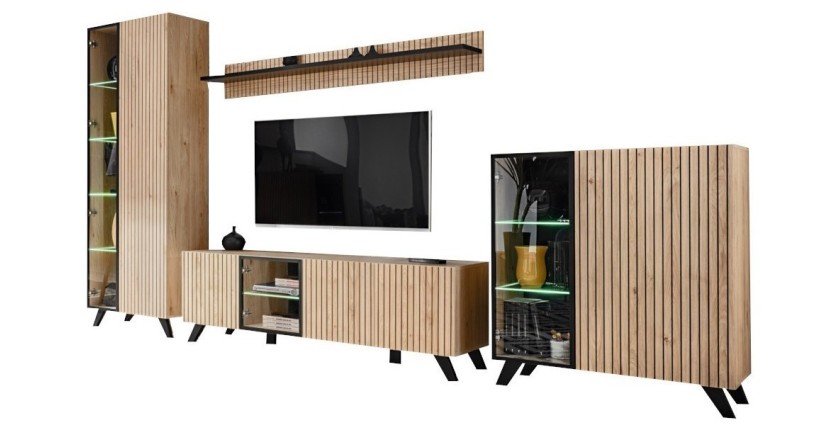 Set von 4 Wohnzimmermöbeln NIELSEN – Eiche und Schwarz