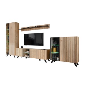 Set von 4 Wohnzimmermöbeln NIELSEN – Eiche und Schwarz