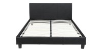 Lit design ABEL – 140x200 cm – Simili cuir noir – Sommier inclus – Élégance et modernité