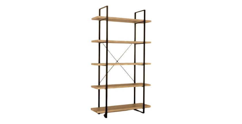 Industriële rekken SHELVES - 5 niveaus - Hout en metaal - Trendy loftontwerp