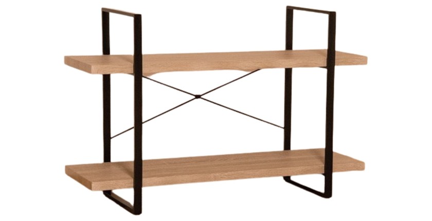 Étagère industrielle SHELVES – 2 niveaux – Bois et métal – Design loft tendance