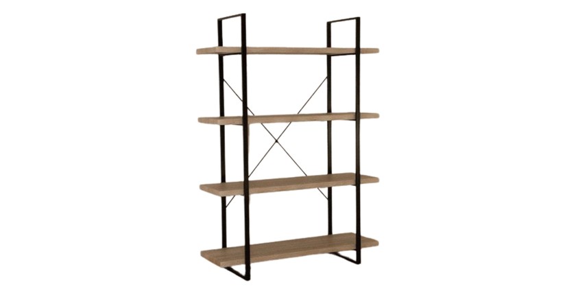 Étagère industrielle SHELVES – 4 niveaux – Bois et métal – Design loft tendance