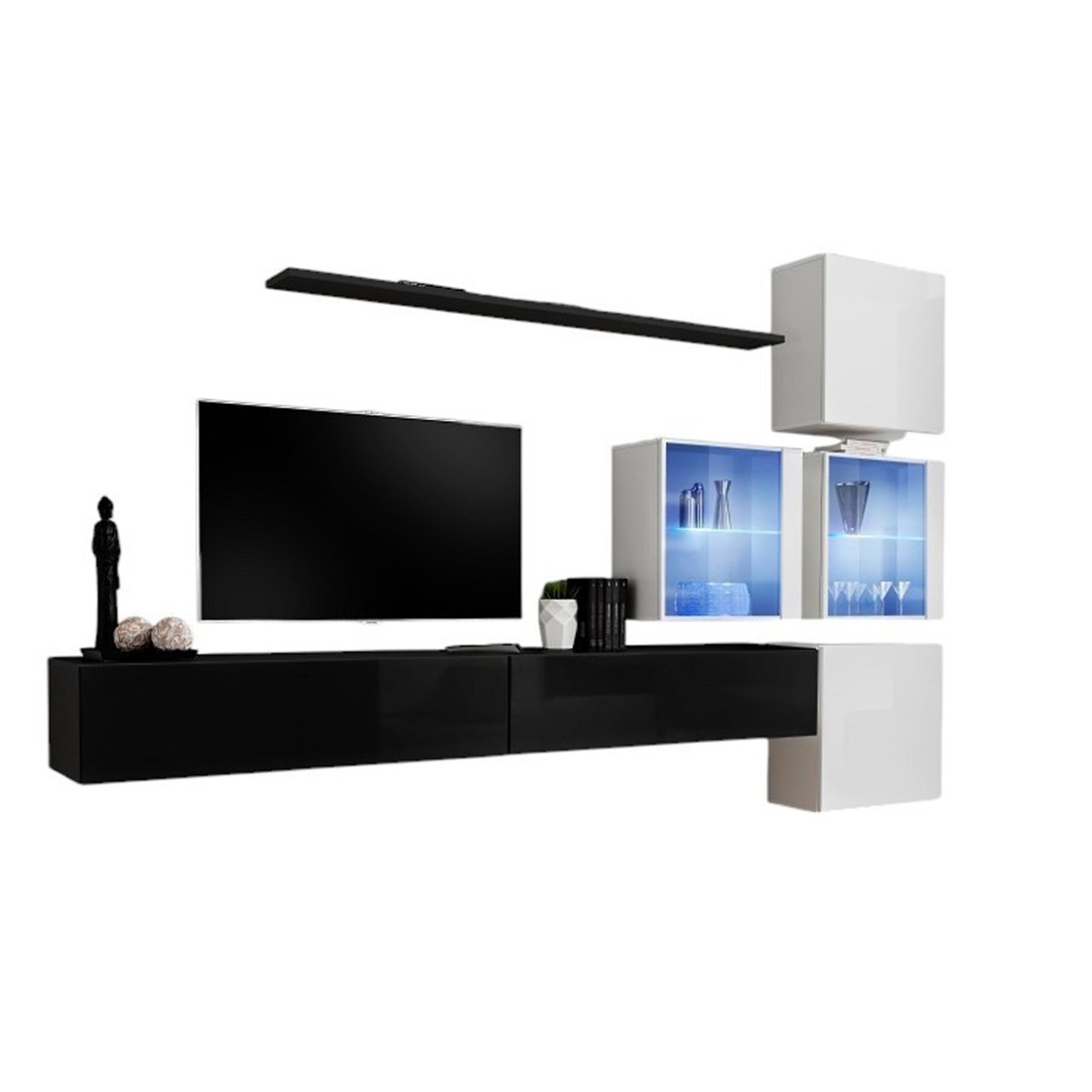 Wohnzimmermöbel-Set SWITCH XIX – Modernes Design – Glänzend Schwarz und Weiß