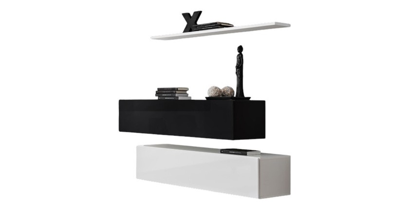 Ensemble meubles de salon SWITCH SBII – Design moderne – Blanc et noir brillant