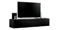 Meuble TV suspendu FLY – Design moderne – Noir brillant – Système Push to Open