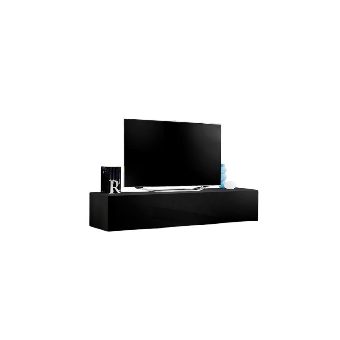 TV-Möbel FLY – Modernes Design – Schwarz und Weiß Hochglanz – Push-to-Open-System