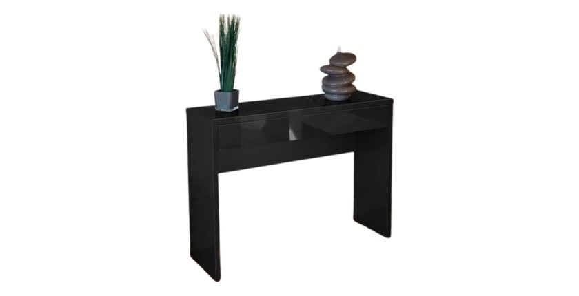 Konsole ARENA mit Schublade in glänzendem Schwarz – Maße 109 x 81 x 34 cm