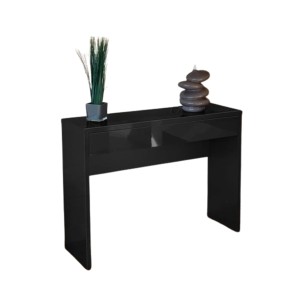 Konsole ARENA mit Schublade in glänzendem Schwarz – Maße 109 x 81 x 34 cm