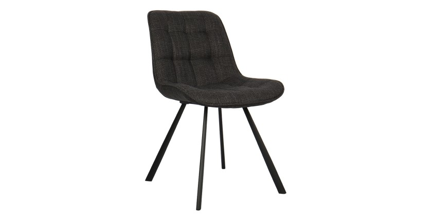 Set di due sedie da soggiorno in tessuto grigio scuro, collezione PALMA. Struttura metallica nera.