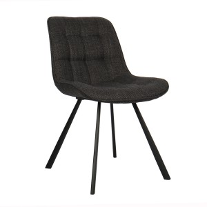 Set di due sedie da soggiorno in tessuto grigio scuro, collezione PALMA. Struttura metallica nera.
