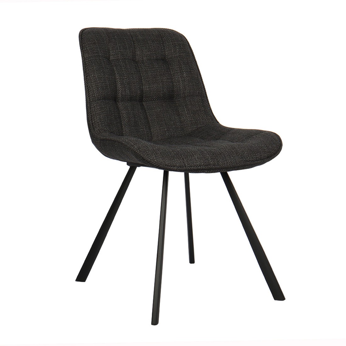 Set di due sedie da soggiorno in tessuto grigio scuro, collezione PALMA. Struttura metallica nera.