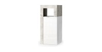 Mueble de baño BURA – 1 puerta – Blanco brillante lacado & gris concreto – Diseño moderno