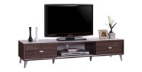 Meuble TV ANKARA – 150 cm – 2 portes coulissantes – Noyer & Blanc – Design moderne