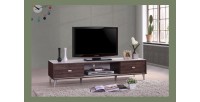 Meuble TV ANKARA – 150 cm – 2 portes coulissantes – Noyer & Blanc – Design moderne