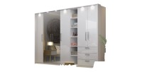 Hoekkast MODULO - Glanzend wit - LED & planken inbegrepen - Aanpasbare configuratie