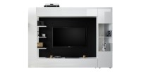 Composition murale VASCO – Blanc laqué – Nombreux rangements – Meuble design pour salon moderne