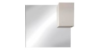 Miroir design avec rangement, 120x110 cm, collection VITARIO, coloris blanc brillant