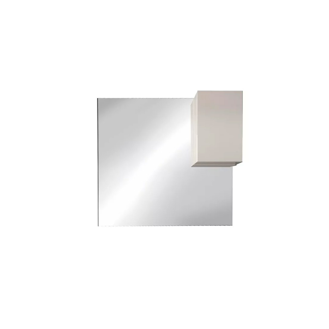 Miroir design avec rangement, 120x110 cm, collection VITARIO, coloris blanc brillant