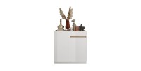 Buffet design FANZY – 2 portes 1 tiroir – Blanc laqué & chêne clair – Rangement moderne et fonctionnel
