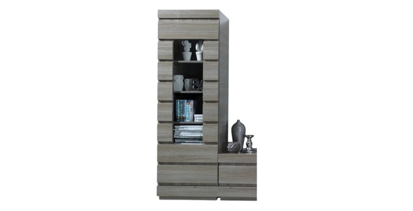 Vitrine DUCAL - 1 Porte - Coloris Effet Bois Gris - 60 x 50 x 185 cm