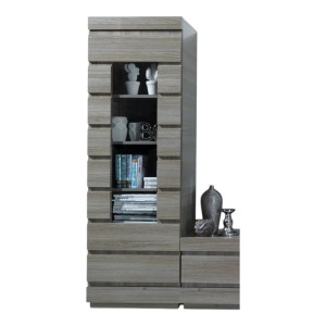 Vitrine DUCAL - 1 Porte - Coloris Effet Bois Gris - 60 x 50 x 185 cm