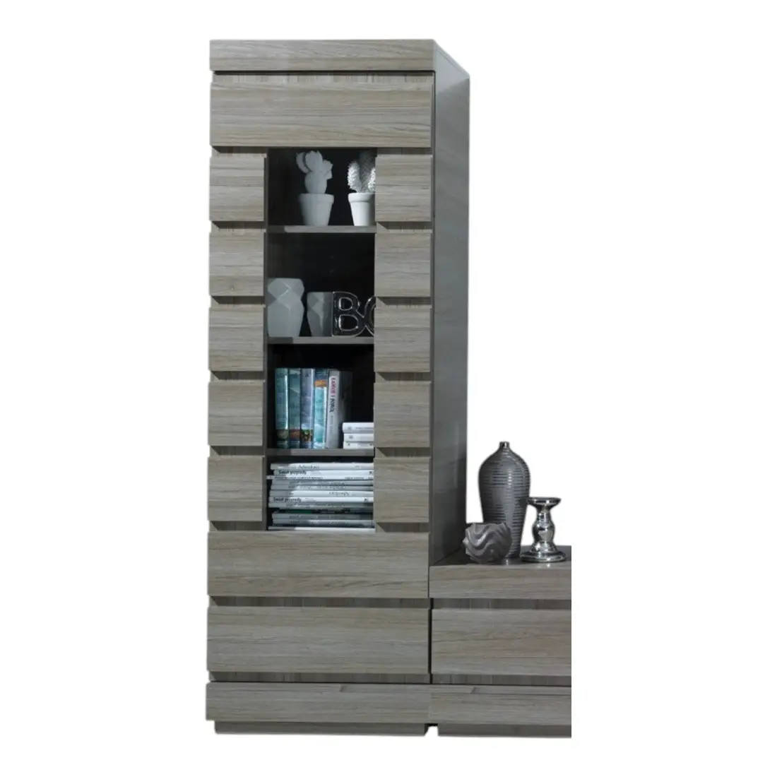 Vitrina DUCAL - 1 Puerta - Color Efecto Madera Gris - 60 x 50 x 185 cm