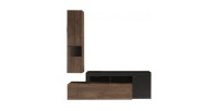 Wohnzimmermöbel-Set FREDO – Modernes Design – Schwarz und Dunkleiche – 2 Türen und Schublade