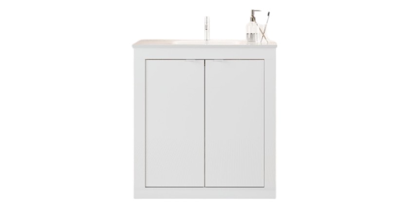 Badezimmermöbel WIEN – 1 Waschbecken – 2 Türen – 82 cm – Hochglanz Weiß – Modernes Design