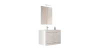 Meuble salle de bain suspendu VIENNE – 1 vasque – 2 portes – 82 cm – Blanc brillant – Design moderne