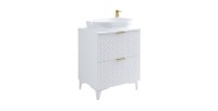 Meuble sous vasque de salle de bain 60cm avec 2 tiroirs collection CHIC coloris blanc et doré