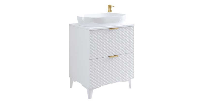 Mobile sottolavabo da bagno 60cm con 2 cassetti collezione CHIC color bianco e dorato