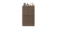 Armoire de rangement 4 portes FANZY – Coloris marron et chêne foncé – Grand espace de rangement