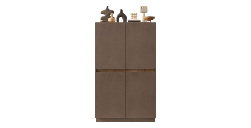 Armoire de rangement 4 portes FANZY – Coloris marron et chêne foncé – Grand espace de rangement