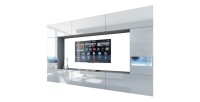 Ensemble de meubles de salon blanc, suspendus collection CEPTO XXIX. 249cm, 8 meubles, leds, modulables.