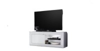 Meuble TV 1 porte ISORA – Blanc laqué brillant – Design moderne et élégant