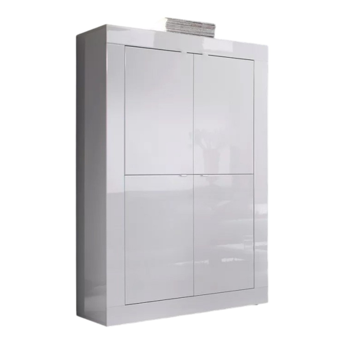 Vaisselier 4 portes CISA – Blanc laqué brillant – Design moderne et fonctionnel