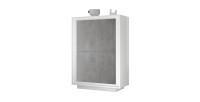 Vaisselier 4 portes FALL – Blanc mat laqué et gris béton – Design moderne et fonctionnel