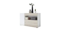 Buffet 1 cassetto e 2 porte - Collezione KALO - Bianco & Rovere chiaro - Eleganza e praticità